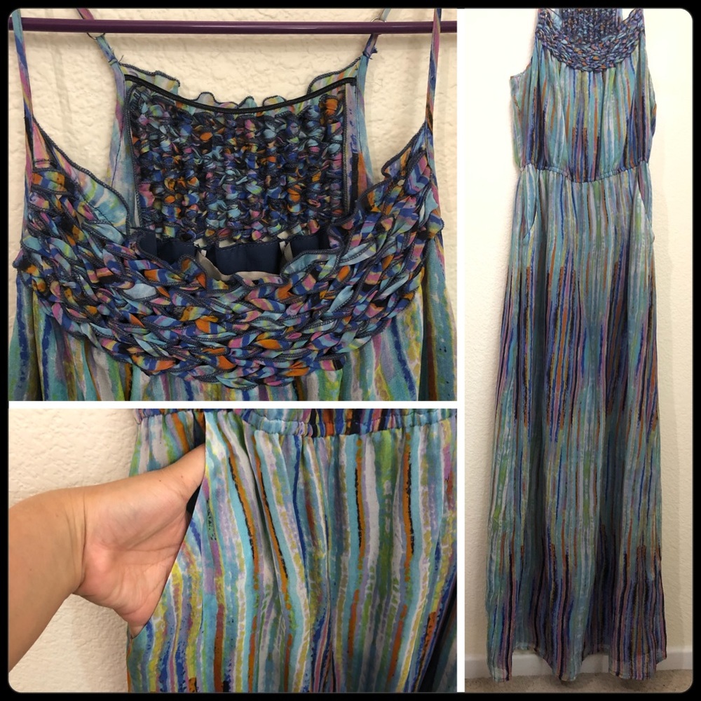 Presley Skye Long Maxi Dress Pockets Braided NWOT